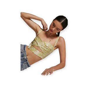 Anthropologie Sabina Musayev floral corset top yellow sweetheart bustier size S